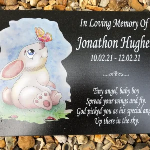 A plaque with the name of jonathan hughes and a picture of an elephant.