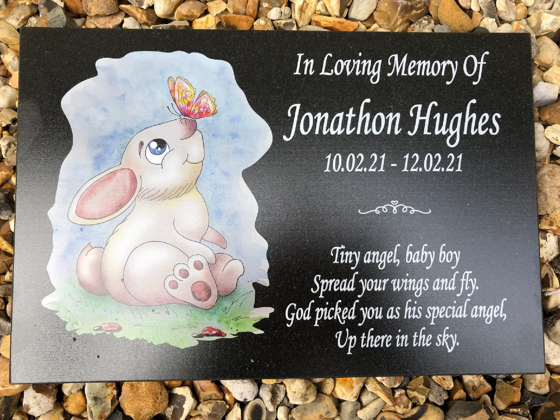 A plaque with the name of jonathan hughes and a picture of an elephant.