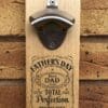 Personalised Wooden Wall Mounted Bottle Opener with Magnetic Top Cap Catcher - Father's Day Design