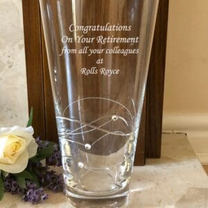 Personalised Engraved Large 25cm Diamante Crystal Vase - Any Message - Logo - corporate gift - leaving Gift - service award
