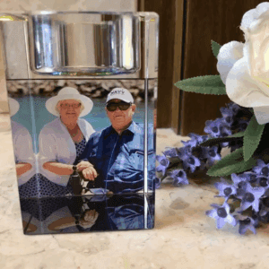 Small Personalised Photo Memorial Glass Tealight Candle Holder - Any Photo In Memory